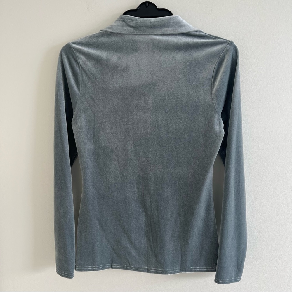 Allie Rose Ruched Button-Up Velvet Top - Picture 4 of 5
